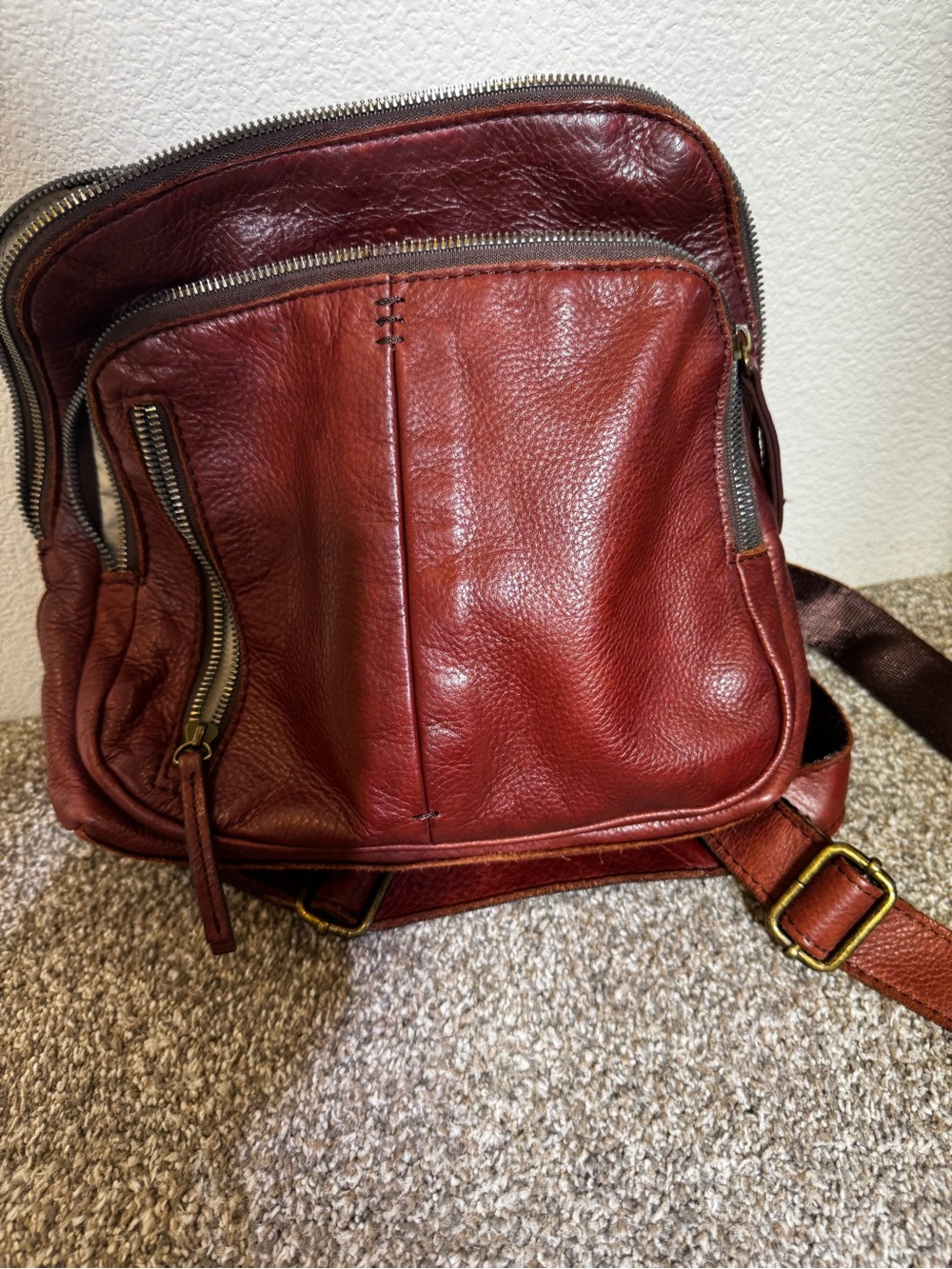 American leather company Leather backpack in Burgundy